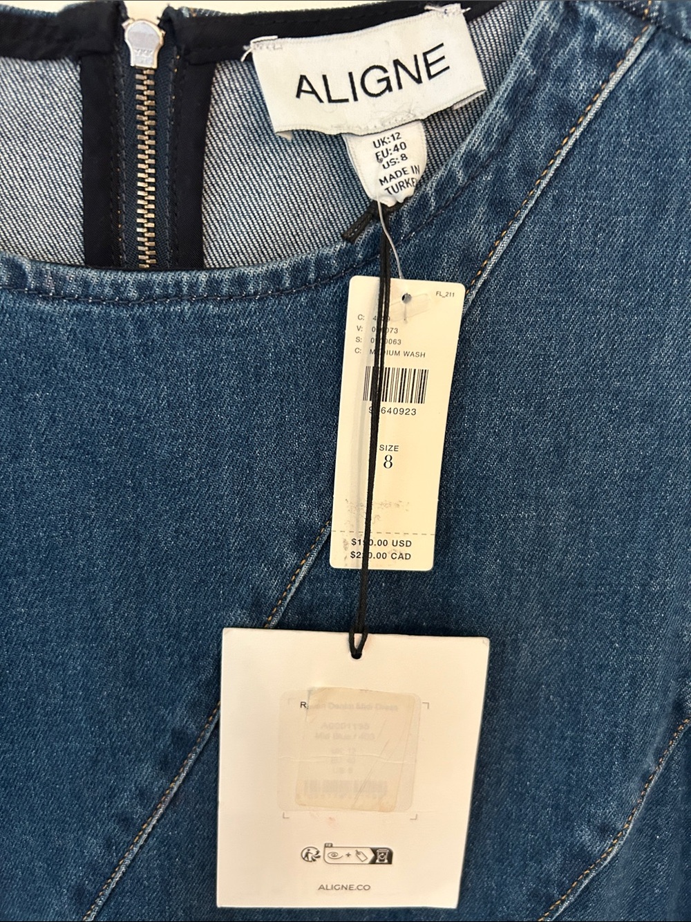 Aligne Raven - Anthropologie - Sleeveless Denim Midi Dress - Dark Blue - NWT - Picture 9 of 14